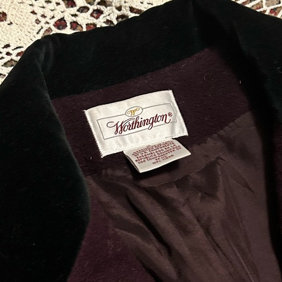 Worthington Dark Burgundy Pea Coat with Black Accents - Picture 4 of 8